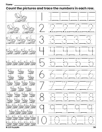 Free printable octopus counting worksheet for preschool and pre-k with number tracing practice 1-10, PDF