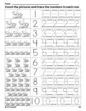 Free printable octopus counting worksheet for preschool and pre-k with number tracing practice 1-10, PDF