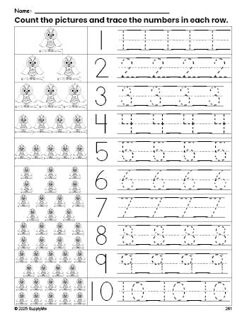 Free printable owl counting worksheet for preschool and pre-k with number tracing practice 1-10, PDF