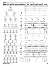 Free printable owl counting worksheet for preschool and pre-k with number tracing practice 1-10, PDF