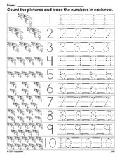 Free printable rabbit counting worksheet for preschool and pre-k with number tracing practice 1-10, PDF