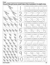 Free printable robin counting worksheet for preschool and pre-k with number tracing practice 1-10, PDF