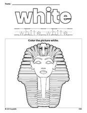 Free sphinx color white coloring page and color worksheet, white worksheet for preschoolers to learn colors, printable PDF