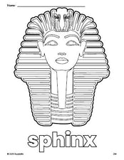 Free printable sphinx coloring page for preschool, pre-k, and kindergarten, PDF