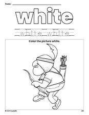 Free Thanksgiving Native American color white coloring page and color worksheet, white worksheet for preschoolers to learn colors, printable PDF