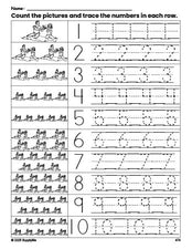 Free printable Valentine's Day couple counting worksheet for preschool and pre-k with number tracing practice 1-10, PDF