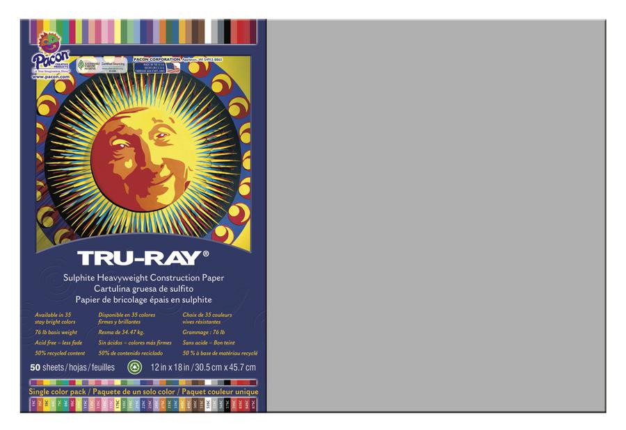 Tru-Ray Construction Paper, 76 lb Text Weight, 12 x 18, Assorted