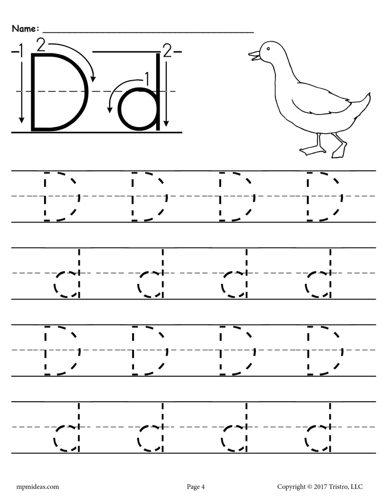 Printable Letter D Tracing Worksheet!