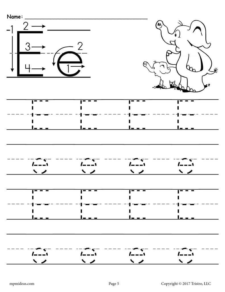 Printable Letter E Tracing Worksheet!