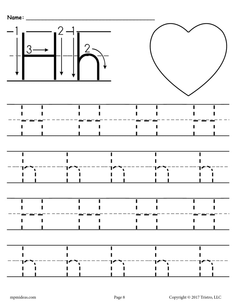 FREE Printable Letter H Tracing Worksheet!