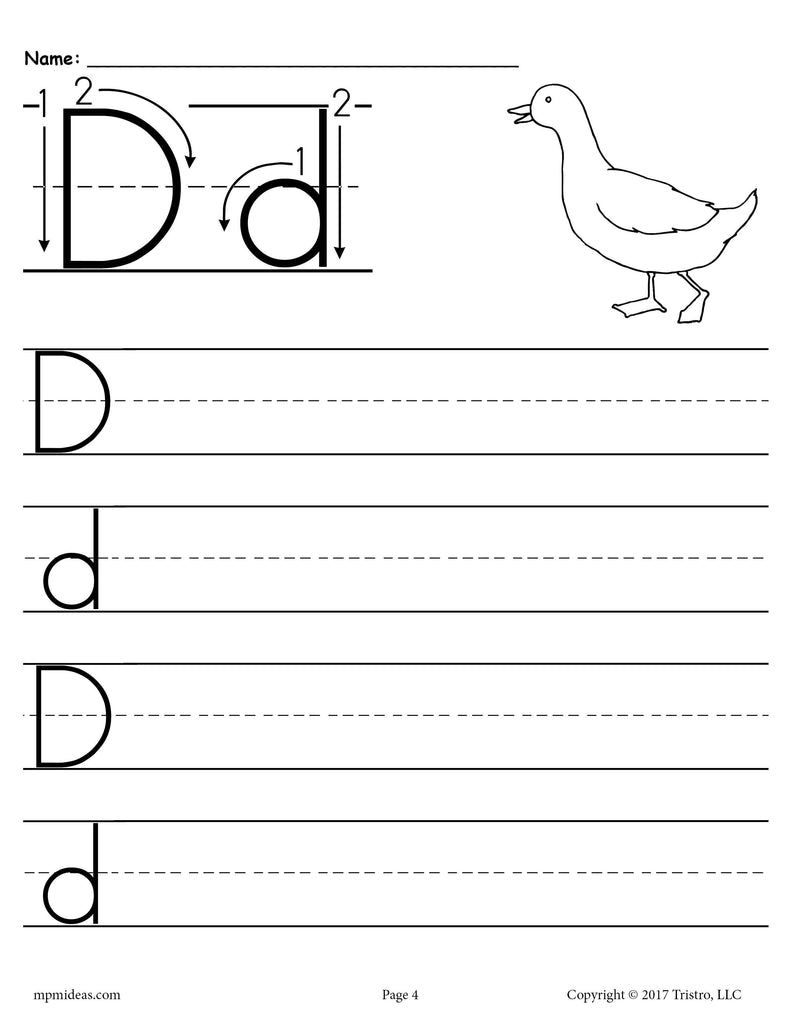 Printable Letter D Handwriting Worksheet!