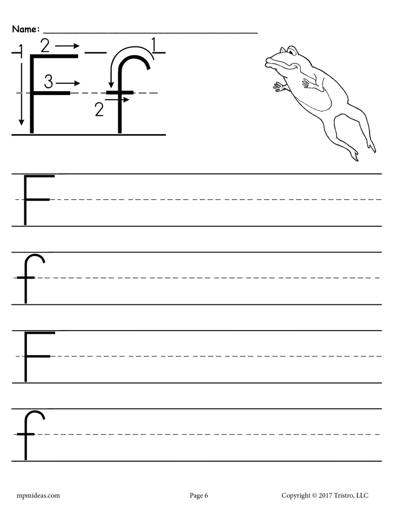 FREE Printable Letter F Handwriting Worksheet!