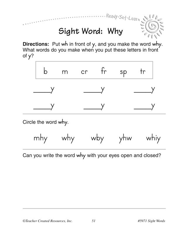 Teacher Created Resources Ready-Set-Learn: Sight Words Grade K-1 ...