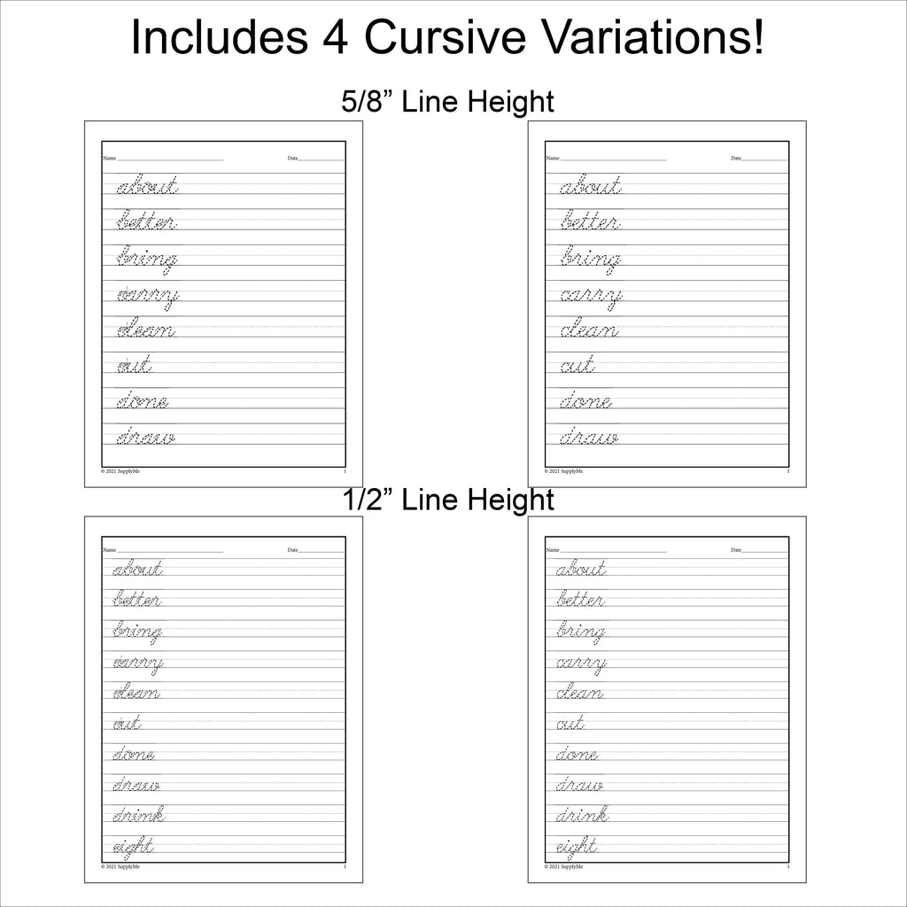 Third Grade Sight Words Tracing Worksheets - Multiple Sight Words Per Page, 20 Variations, All 41 Dolch 3rd Grade Sight Words