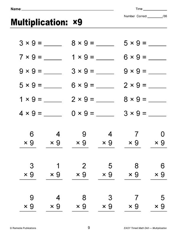 Remedia Publications Easy Timed Math Drills: Multiplication Activity ...