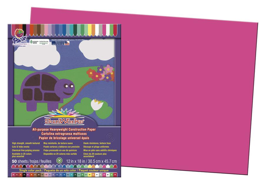 Sunworks 12 x 18 Construction Paper Assorted Colors 50 Sheet Packs