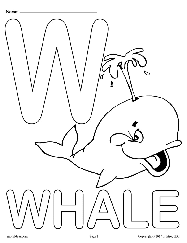 Letter W Alphabet Coloring Pages Printable Versions! – SupplyMe