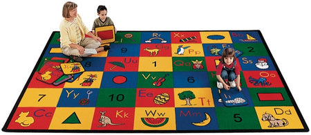 Carpets for Kids Fishing for Literacy Alphabet & Numbers Classroom Circle  Time Rug, 6' x 9' Oval