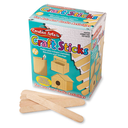 Chenille Kraft® Wood Jumbo Craft Sticks, Natural, 500/Box