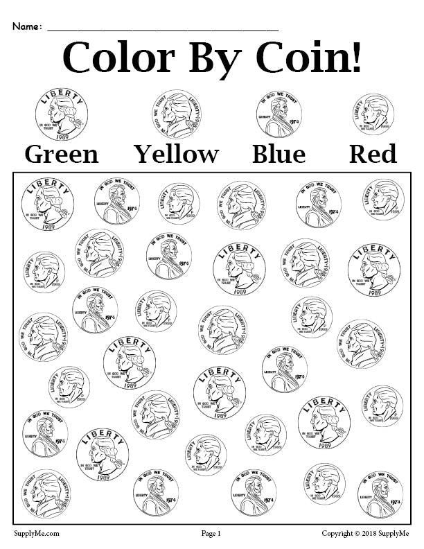 Color By Coin - Printable Money Worksheet