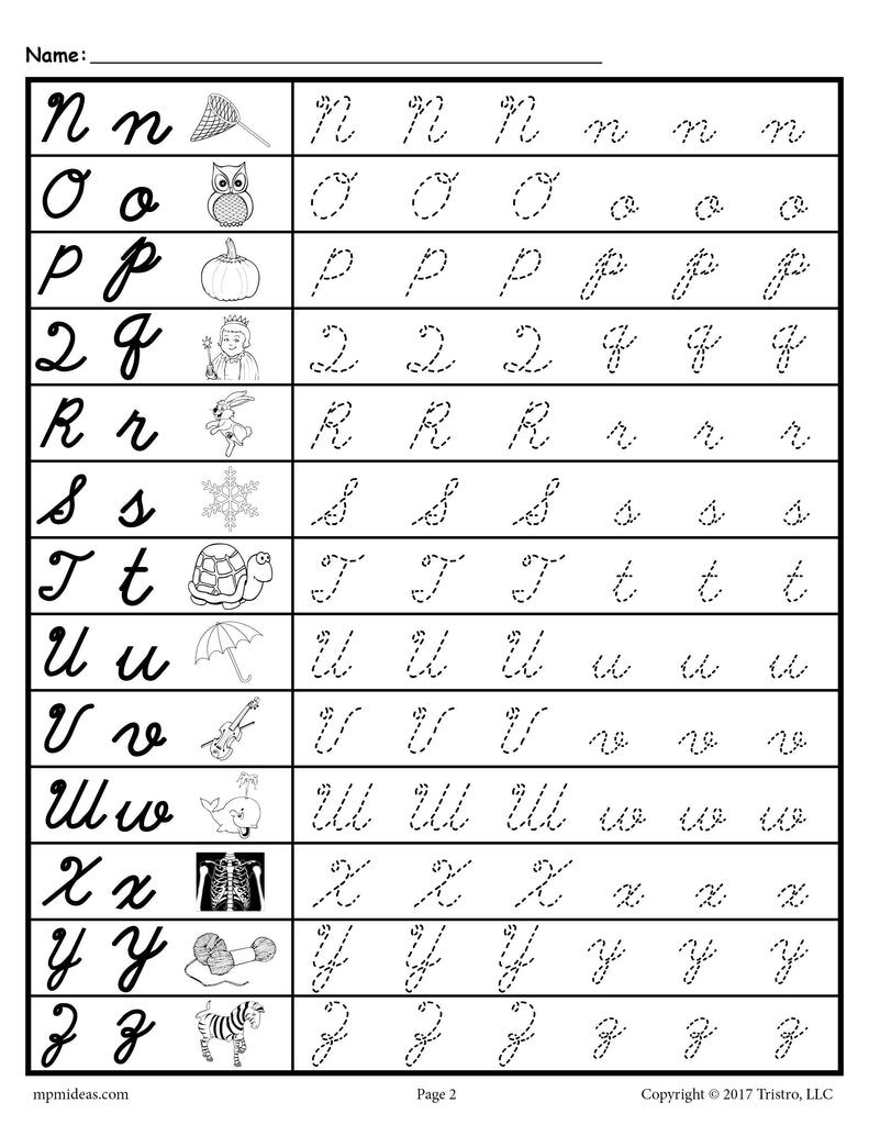 cursive alphabet lowercase