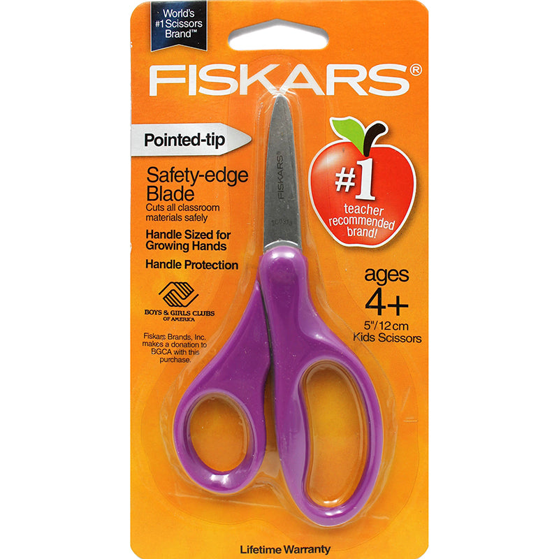 Fiskars 5 Kids Scissors - Pointed Tip (Purple)