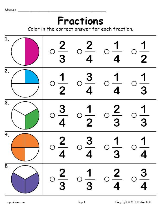 FREE Printable Fractions Worksheet!