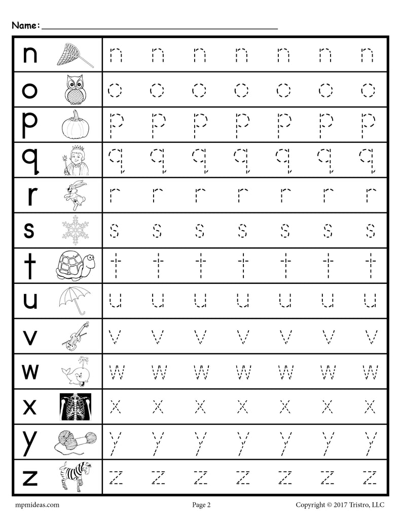 Kindergarten Tracing Letters Worksheets