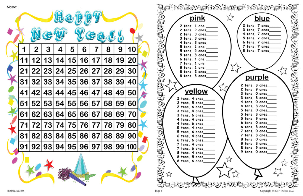 FREE Printable 2018 New Year's Place Value Mystery Picture!