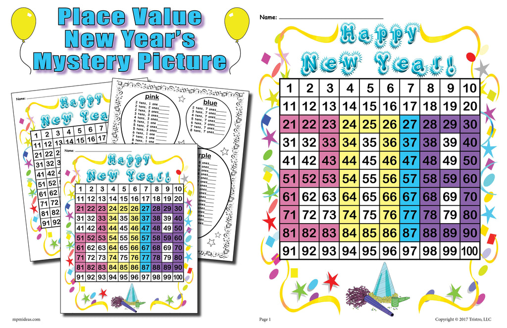 FREE Printable 2018 New Year's Place Value Mystery Picture!