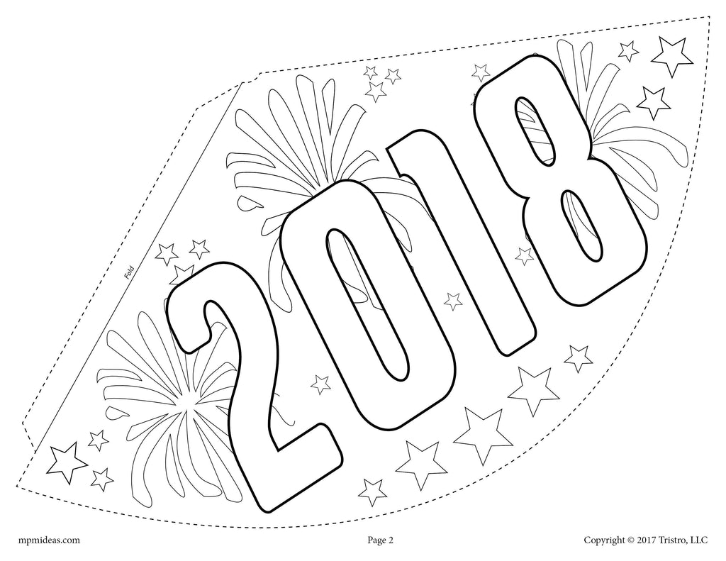 FREE Printable 2018 New Year's Party Hat Activity & Craft! - (3 Versions)