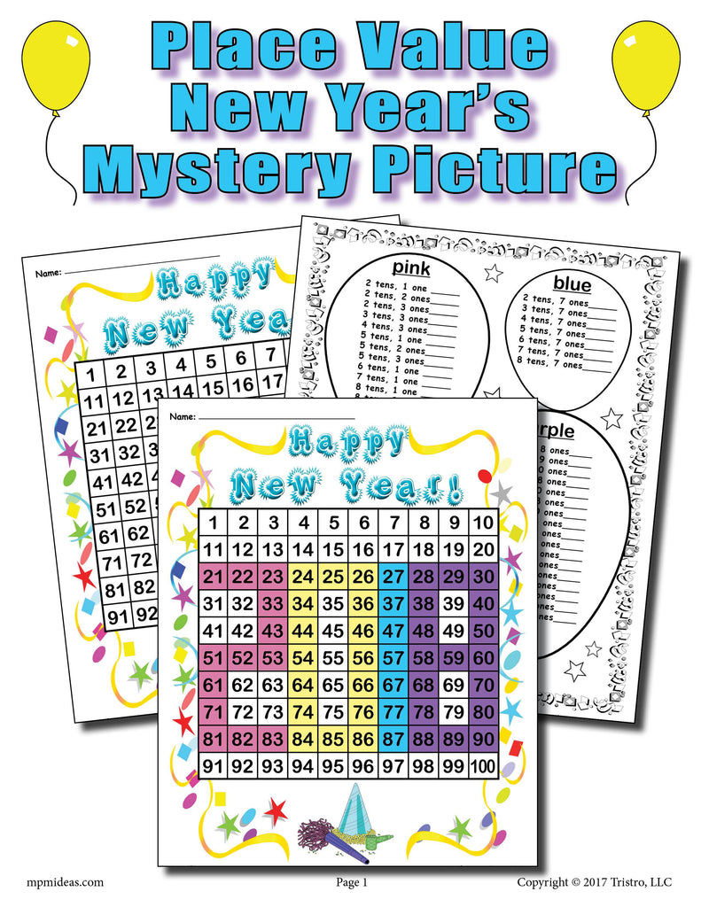 FREE Printable 2018 New Year's Place Value Mystery Picture!