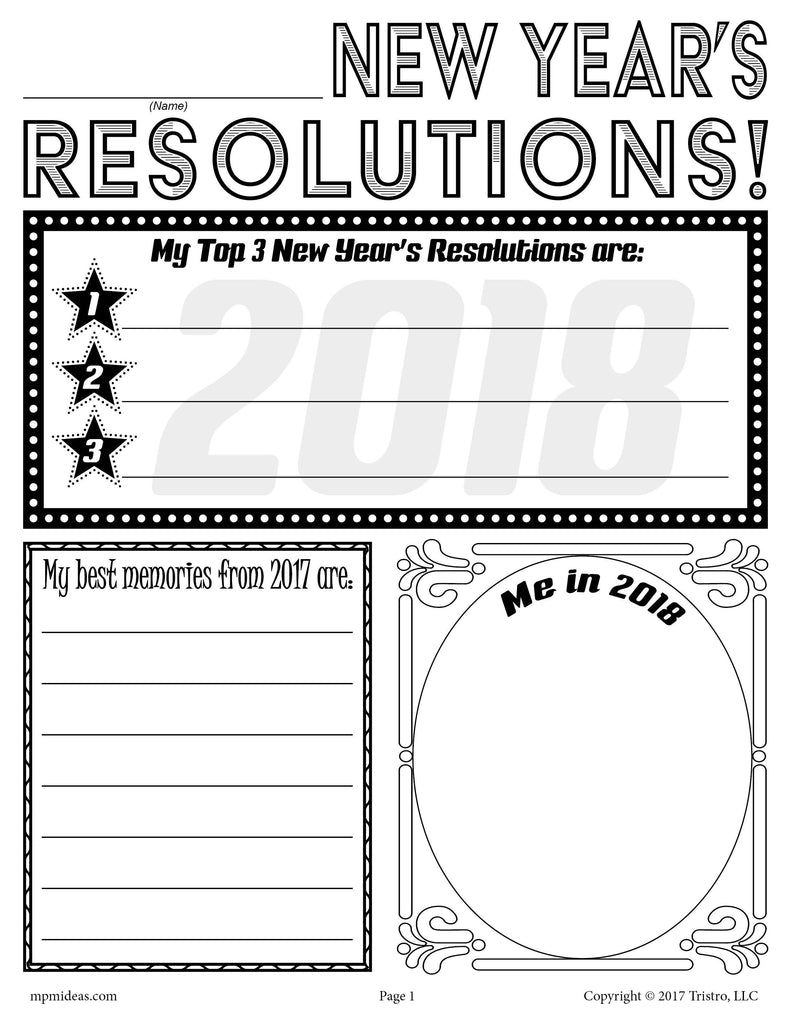 FREE Printable 2018 New Year's Resolution Activity!