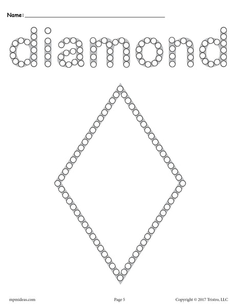 Diamond Q-Tip Painting Printable - Diamond Worksheet & Coloring Page ...