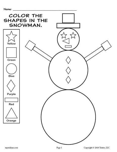 Printable Snowman Shapes Coloring Pages! – SupplyMe