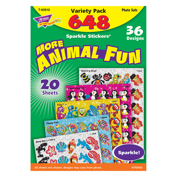 Trend Enterprises Animal Fun Sparkle Stickers® Variety Pack | T-63910 ...