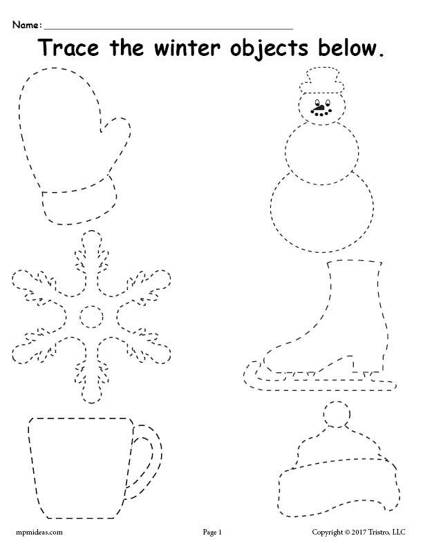 FREE Printable Winter Tracing Worksheet!