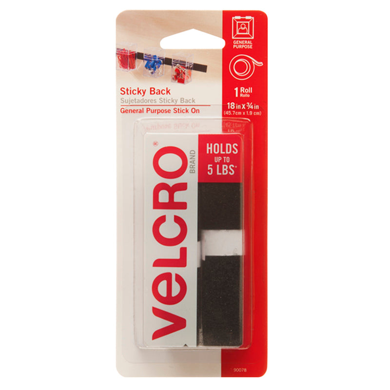 VELCRO Brand White Hook & Loop Strip, 3/4 x 3-1/2 in.