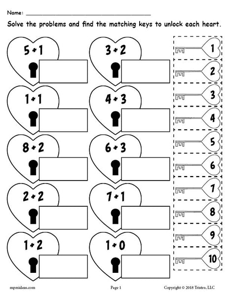 FREE 3 Printable Valentine's Day Addition Worksheets! – SupplyMe