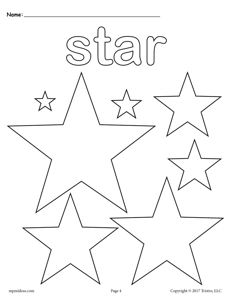 star pictures to color