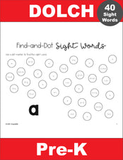 Pre-Primer Dolch Sight Words Worksheets - Find And Dot Sight Words, Pre-K