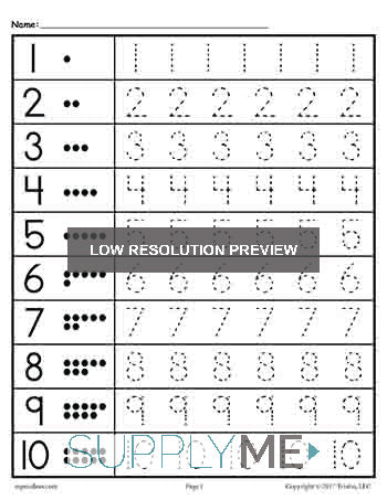 Free Dot Numbers 1-10 Printables