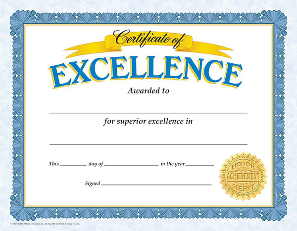 Trend Enterprises Certificate of Excellence Classic Certificates | T ...